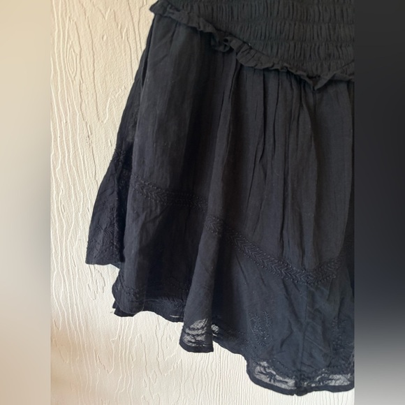 AE American Eagle Black Smocked Bella Ruffle Tiered Romper Playsuit Boho Prairie - Picture 4 of 9